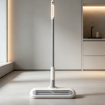 Creamy White LED Illuminated Flat Squeegee Mop - Modern Household Wet & Dry Cleaning Mop