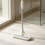 Beige Fan-Shaped Wide Head Bathroom Squeegee Mop - Quickly Cleans Water Stains from Shower Room Tiles