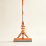 Vibrant Orange Triangle Automatic Squeezing Mop, Bathroom Highly Absorbent and Squeezable Cleaning Mop