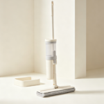 Cream White Mop with Integrated Water Tank, Spray and Squeeze, Household Wet and Dry Cleaning Mop (No Water Change Required)